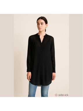T.Babaton black silk long sleeve sheer dress normcore
